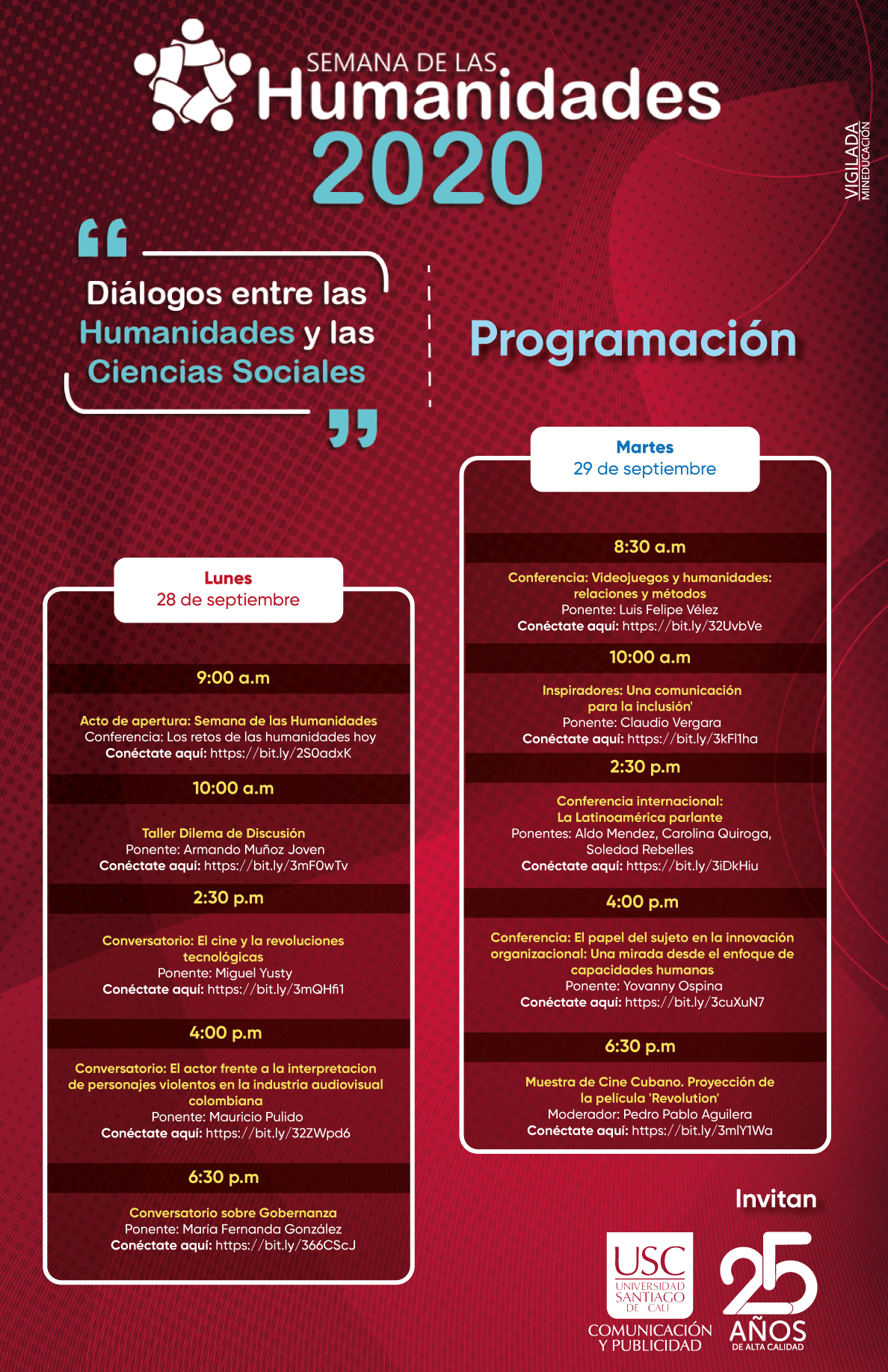 Programación Semana de las Humanidades 2020