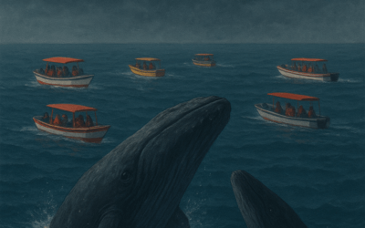 Ballenas jorobadas acorraladas en Juanchaco