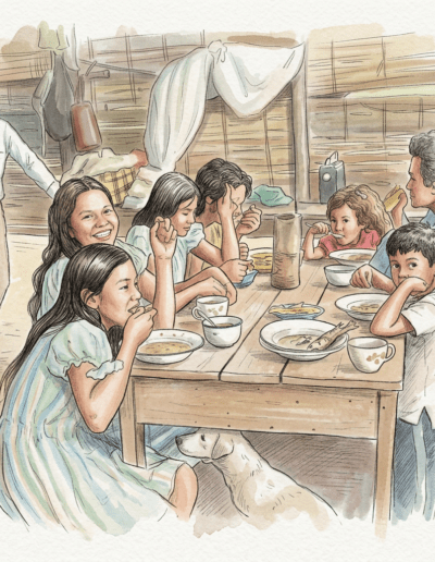 Había hogar: comida en la mesa, trabajo compartido y una familia unida